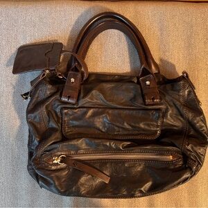 Chloe Brown Leather Tote with Structured Design and Sturdy Handles